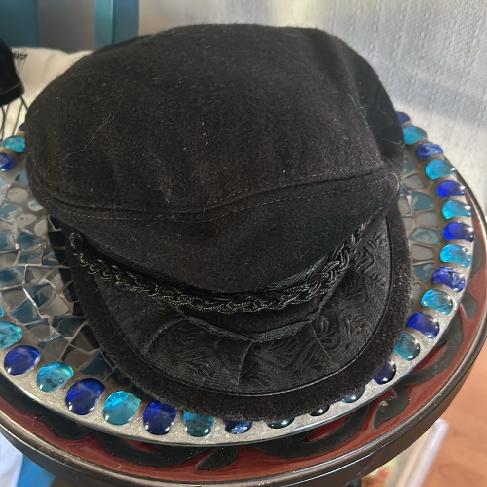 Vintage Black Wool Greek Fisherman’s Hat Cap